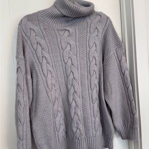 Aritzia Merino Wool Ribbed Sweater - Light Gray